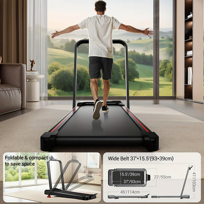 Loopband – Treadmill – Wandelloper – Joggingband – Fitnessapparaat – Inklapbaar Compact Model – 15% Verstelbare Helling & 2,5 PK Stille Motor – Zwart