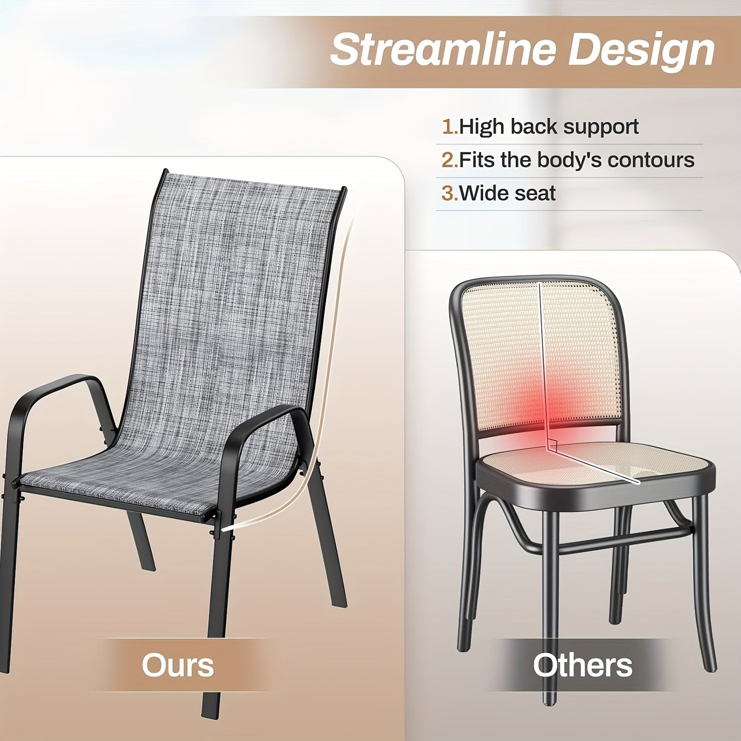 Stapelbare Tuinstoelen – Eetkamerstoelen – Balkonstoelen – Terrasstoelen – Bistrostoelen – Set Van 4 Grijs – Stalen Frame – Weerbestendig Met Textilene Bekleding