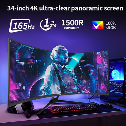 Gaming Monitor – Curved Scherm – Ultrawide Beeldscherm – PC Monitor – Computer Display – 34 Inch UWQHD 3440x1440 – 165Hz Verversingssnelheid – 1500R Boogvorm