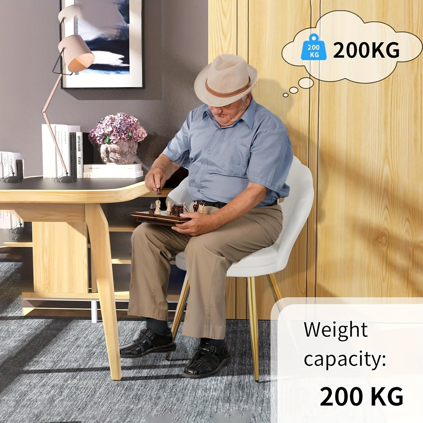 Velvet Fauteuil – Fluwelen Stoel – Lounge Stoel – Relaxfauteuil – Witte Zetel – Zacht Memory Foam – Gouden Metalen Poten