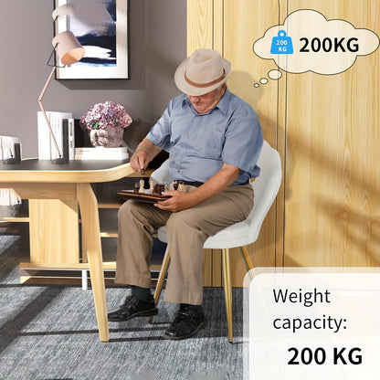Velvet Fauteuil – Fluwelen Stoel – Lounge Stoel – Relaxfauteuil – Witte Zetel – Zacht Memory Foam – Gouden Metalen Poten