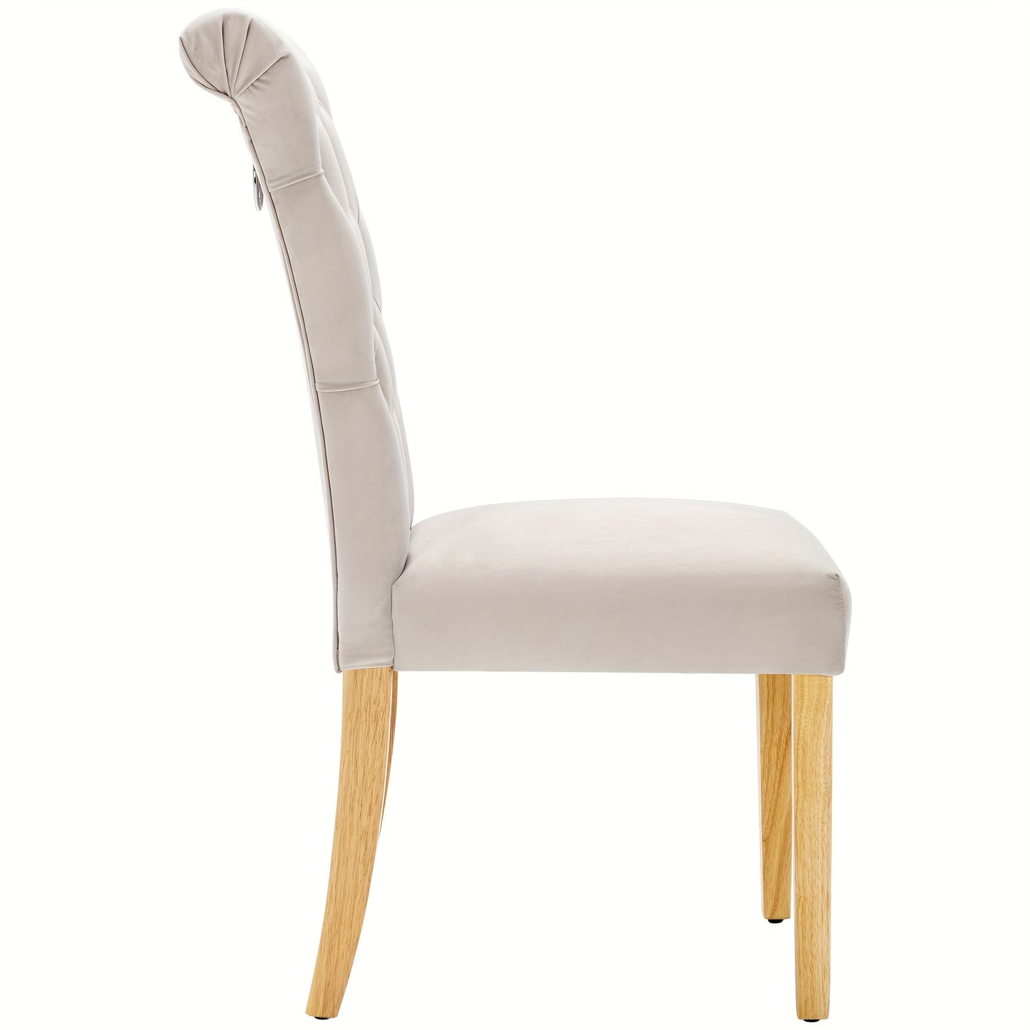 Eetkamerstoel – Stoel – Kuipstoel – Meubel – Lounge Stoel – Set Van 6 Beige Velvet Stoelen – Eikenhouten Poten – Metalen Frame