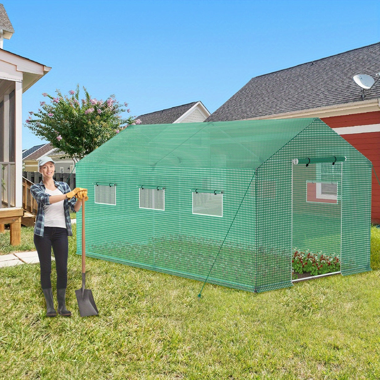 Kasfolie – Tuinkas – Broeikas – Kweekkas – Tomatenkas – 4,5x2x2 m – Stevig Plastic – Inclusief Ramen en Deur