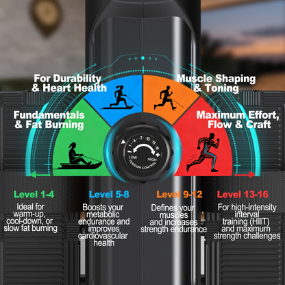 VOWVIT Foldable Magnetic Rowing Machine for Home Gym with, 16-Level Resistance & Suitable for Cardio, Strength Training, Use - Heavy-Duty Rower for
