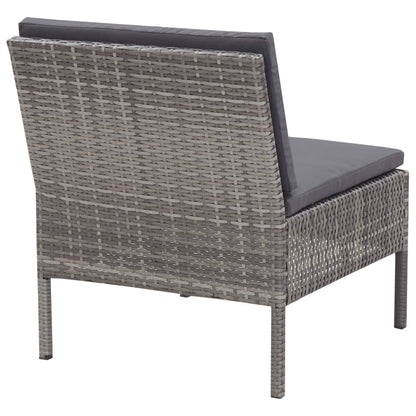 Loungebank – Loungeset – Tuinbank – Tuinmeubel – Balkonbank – Weerbestendig PE Rattan – Stevig Stalen Frame – 3-delig – Inclusief Comfortabele Kussens – Grijs