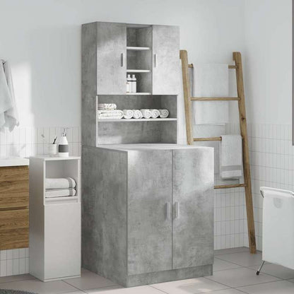 1pc Washing Machine Cabinet, Toilet Cabinet Above Washing Machine Toilet, Washing Machine Cabinet, Toilet Cabinet, Metal Wood Material. Washing Machine Cabinets 2pcs Processed Wood Concrete Grey.