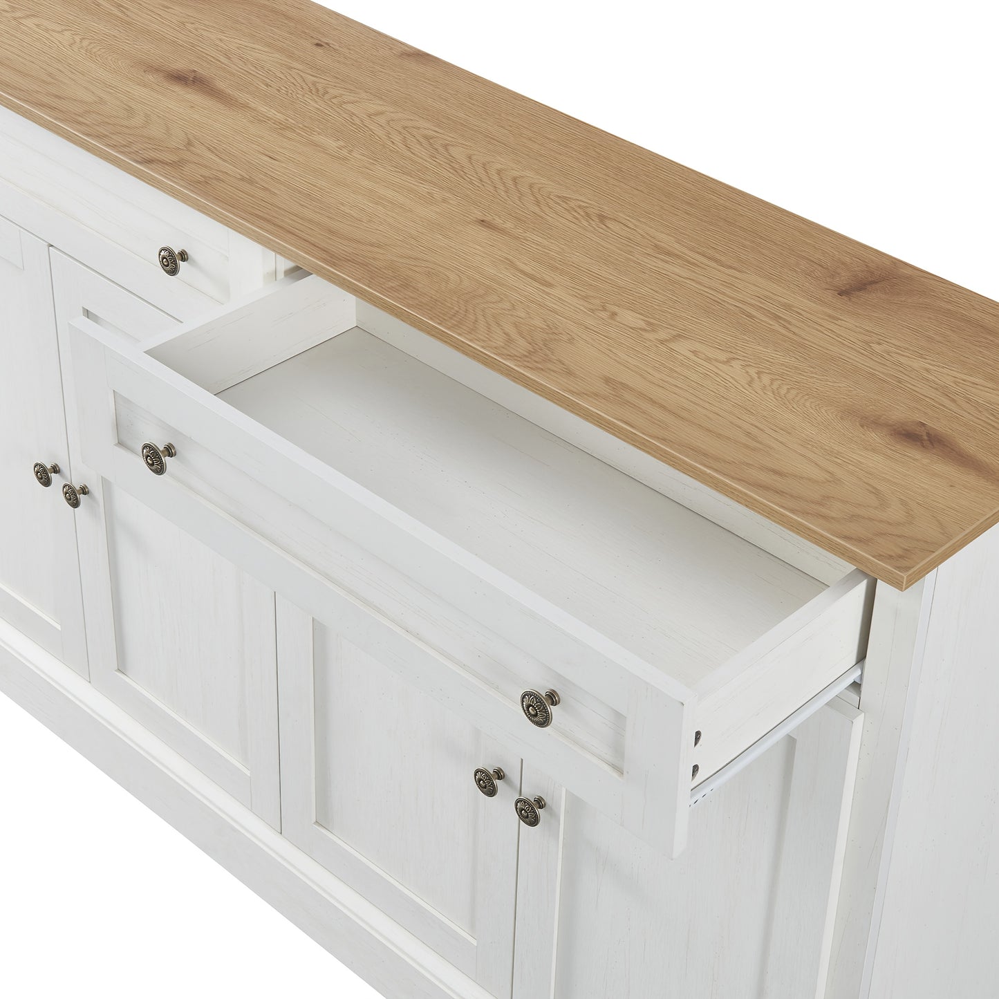 Opbergkast – Opbergmeubel – Kledingkast – Schoenenkast – Witte Kast – Ruime Indeling Met 4 Deuren & 2 Laden – Stevige Vrijstaande Constructie 150x86x40 cm