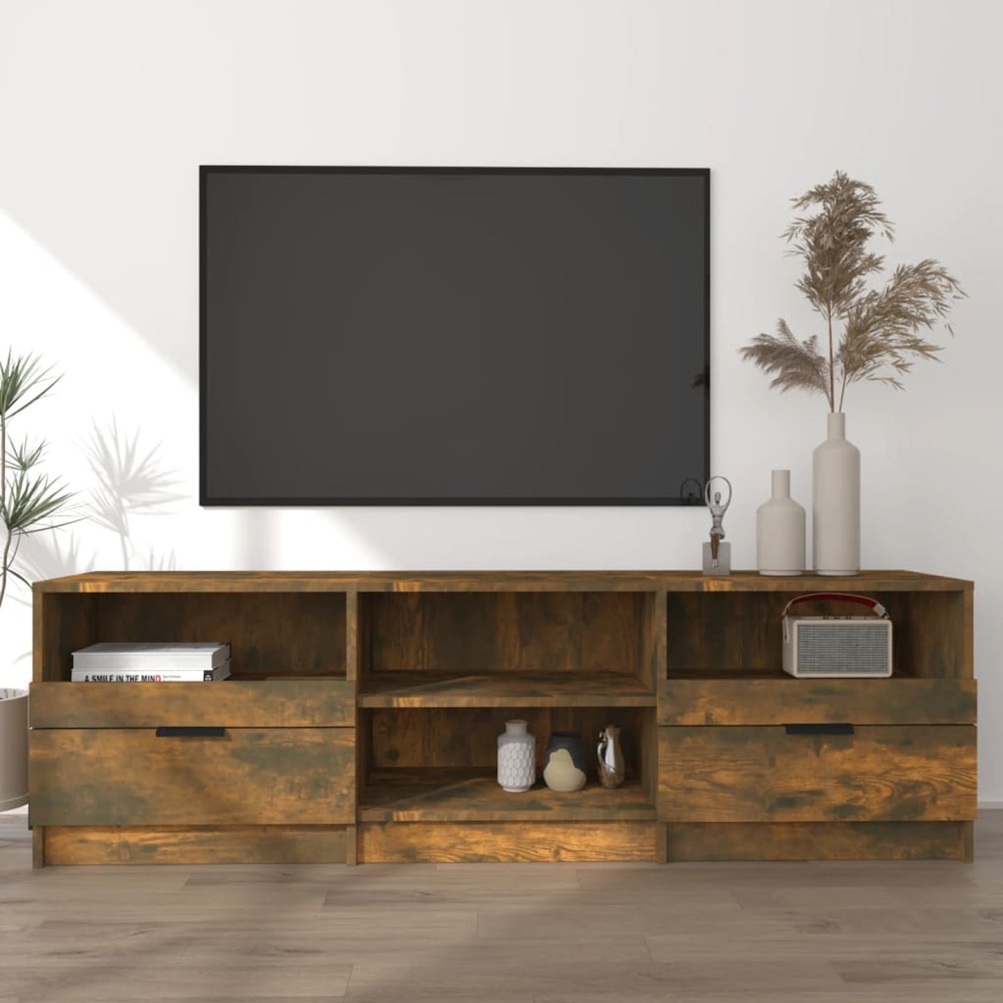 TV-kast – TV-meubel – TV-standaard – Mediameubel – Entertainmentkast – Gerookt Eiken – 150x33,5x45 cm – Duurzaam Gemonteerd Hout