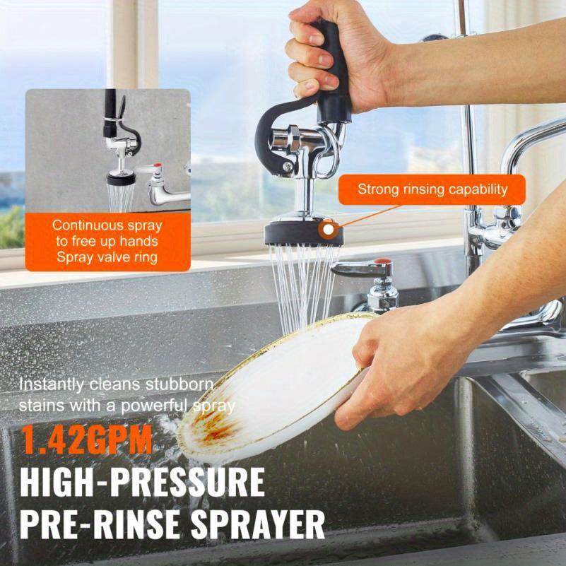 Keukenkraan – Keukenmengkraan – Wastafelkraan – Wandkraan – Pre-Rinse Kraan – Hoogte 63,5 cm – Messing Constructie met 30,48 cm Swing-arm