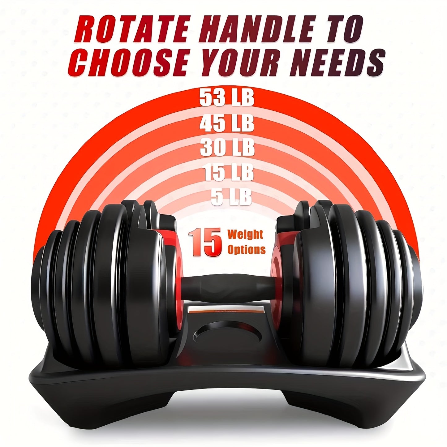 HAKENO 24Kg Adjustable Dumbbell, a Versatile 15-In-1 Weight System with Quick-Change Automatic Adjustments And Weight Plates for Home Fitness.