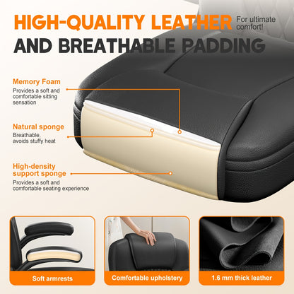 Authmic Office Chair Ergonomic Desk Chair Executive Chair with Padded Armrests Foldable, Height Adjustable, Rocking Function And Headrest Comfortable for Home Office Office Chair 150kg