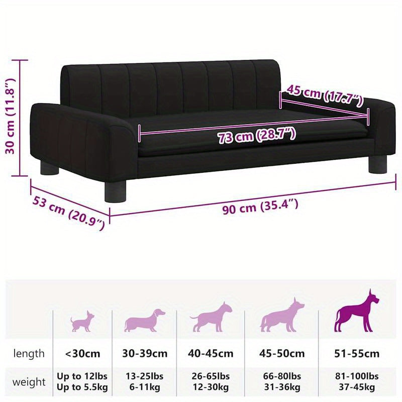 Hondenmand – Hondenbed – Hondenkussen – Ligmand – Mand – Zwart – 90x53x30 cm – Katoen & Polyester Fiber – Comfortabel voor Middelgrote Honden