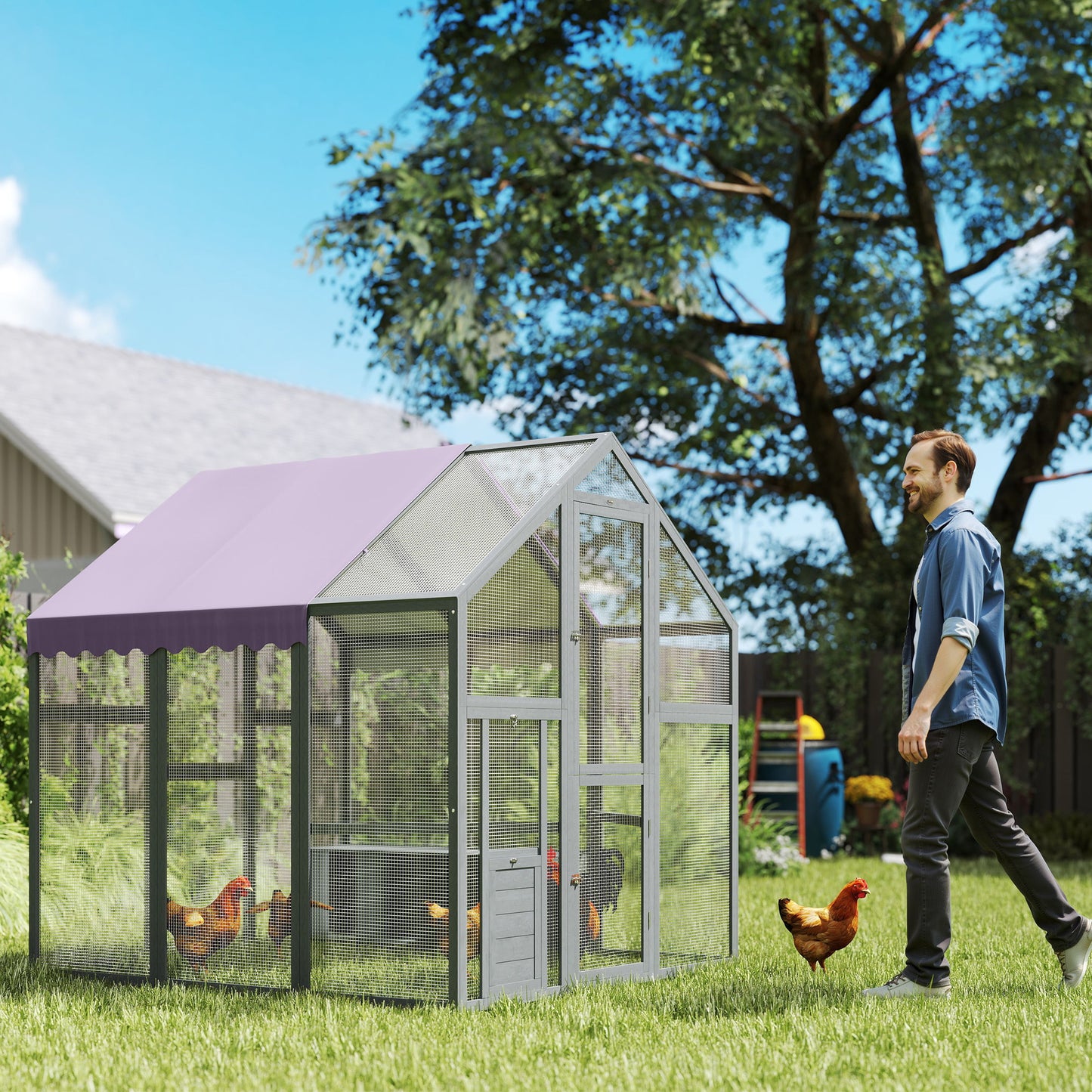 Kippenren – Kippenhok – Hennenren – Kip Verblijf – Kip schuilstal – Waterdicht Dak – 2 Nestkasten En 2 Zitstokken – Ruim Voor 6-8 Kippen – 1,7x1,8x1,8 Meter