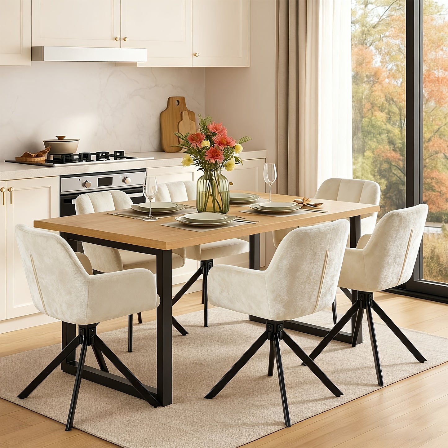 Eetkamerstoel – Dinerstoel – Keukenstoel – Fluwelen Stoel – Draaibare Stoel – Grijs – Memory Foam Zitting – Metalen Frame