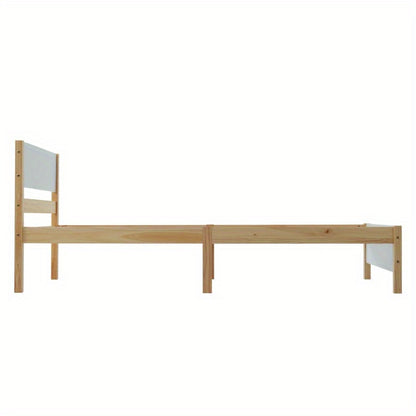 Eenpersoonsbed – Tienerbed – Volwassenenbed – Bedframe – Slaapbank – Houten Frame van Grenen – Met Middenstijl voor Extra Stevigheid – Inclusief MDF Hoofdeinde en Voetbord – Wit Natuurkleur – 90x200 cm
