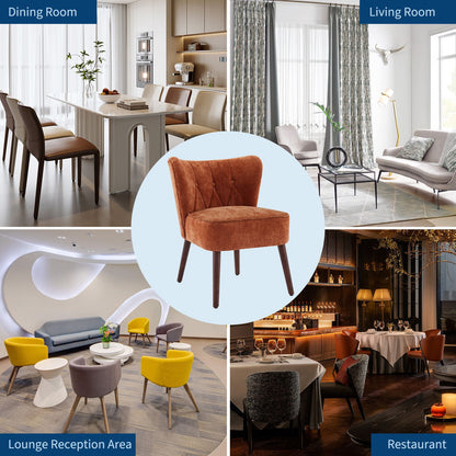 Brown Velvet Accent Chair in Mid-Century Modern Style, Featuring a Wingback Design, Button-Tufted Upholstery, Plush Thick Cushion, And Durable Wooden Legs, Ideal for Your Living Room, Bedroom, Guest Room, Or Home Office.