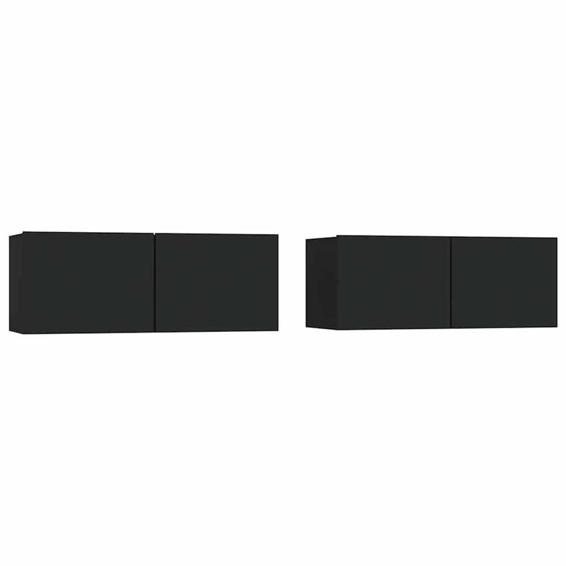 TV cabinets 2pcs. Black 80x30x30cm wood material,  Sleek Cabinet, Minimalist Design, Durable Material, Particle Board, Media Storage, Tv Stand
