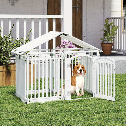 Hondenren – Puppyren – Hondenkennel – Dierenren – Opvouwbare Hondenbench – Duurzaam Kunststof – 81 cm Hoog – Met Deur En Slot