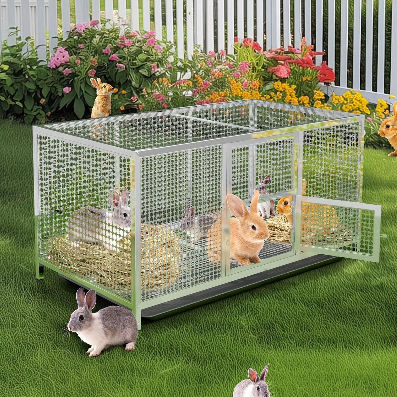 Kippenhok – Kippenren – Dierenren – Buitenhok – Dierenverblijf – Roestvrij Staal – Waterdichte Hoes – 110x70x60 cm