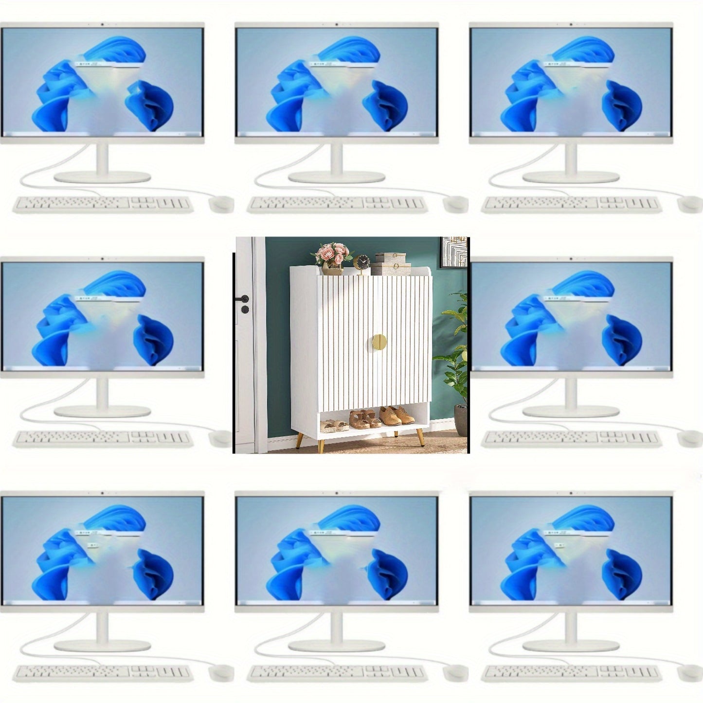 Schoenenkast – Schoenenrek – Schoenopberger – Schoenenschuif – Schoenenkastje – Wit & Goud – 6-laags Met Verstelbare Planken – Hoogwaardig MDF Hout