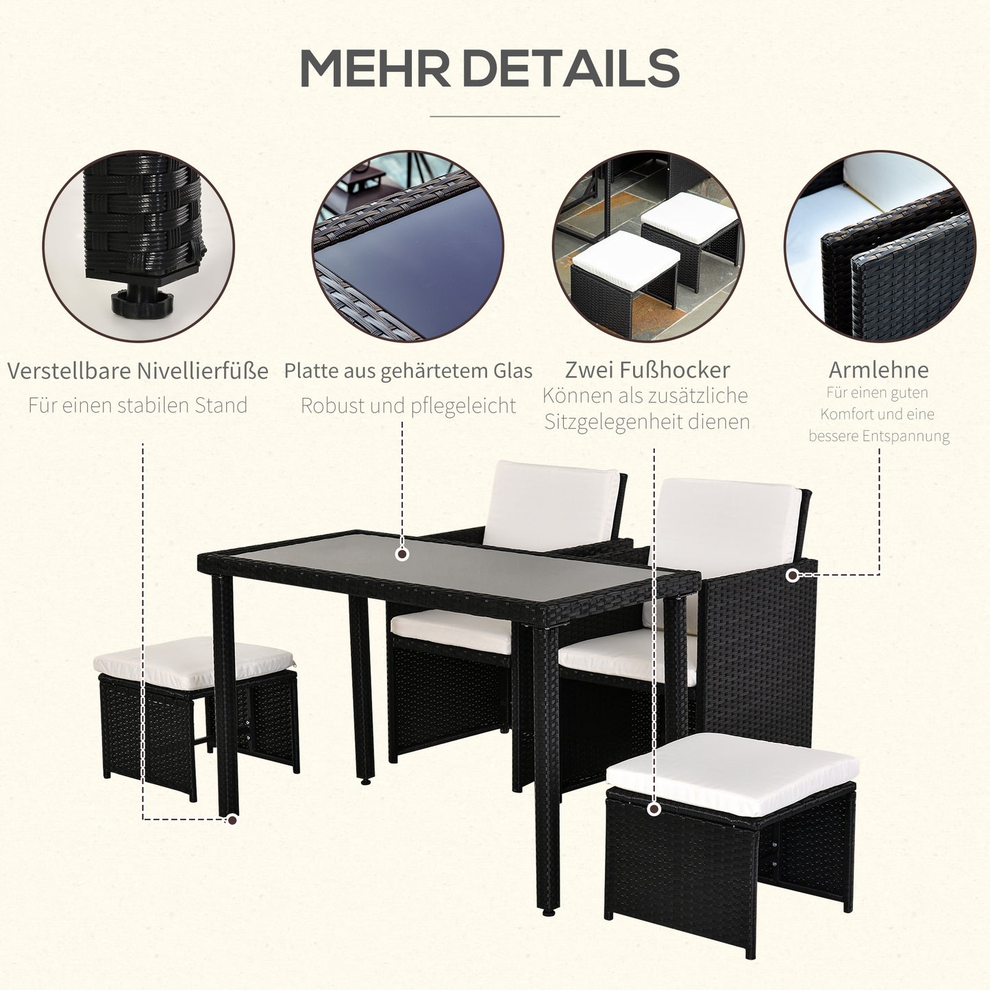 Tuinset – Diningset – Loungeset – Zitgroep – Buitenmeubelset – Polyrattan met Kussens – Compact Opbergbaar