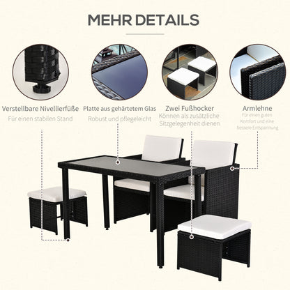 Tuinset – Diningset – Loungeset – Zitgroep – Buitenmeubelset – Polyrattan met Kussens – Compact Opbergbaar