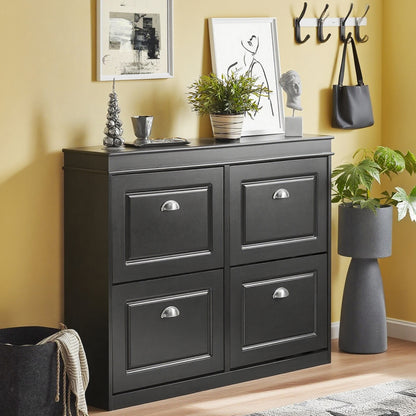 Schoenenkast – Schoenenrek – Schoenenopberger – Schoenmeubel – Opbergkast – 4 Kantelkleppen – Smal Design 105x24x83 cm – MDF Hout