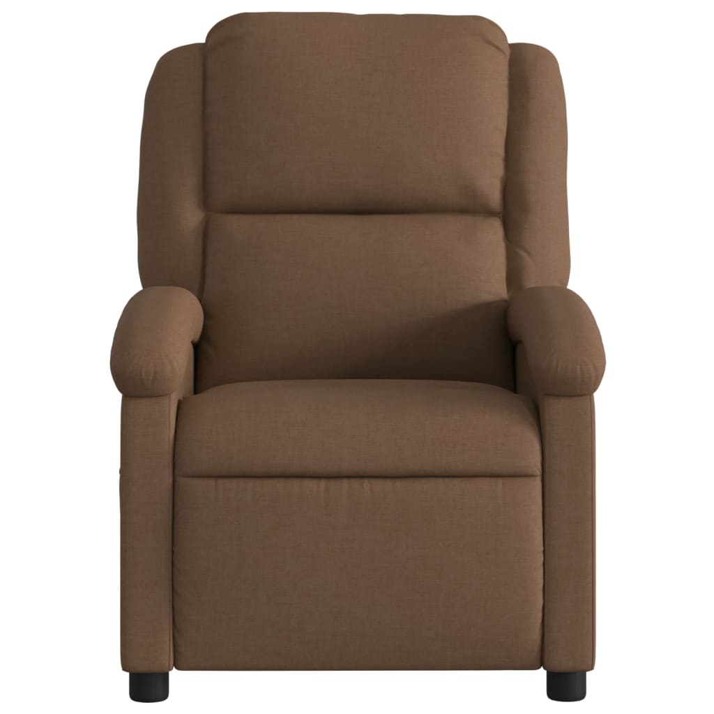 Verstelbare massagestoel – Relaxstoel – Fauteuil – Massagefauteuil – Lounge stoel – Bruin ademend textiel – 6-punts vibratiemassage