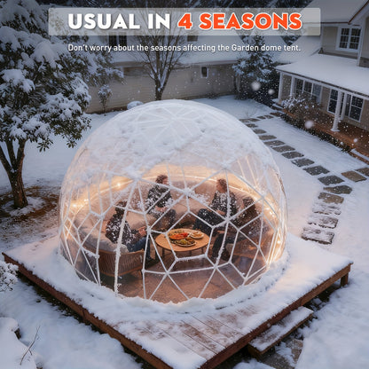 4.6m Koepeltent – Buitentent – Iglo Tent – Geodetisch Kas – Groene Dome Tent – Weerbestendig ABS Frame – Wind- en Sneeuwbestendig