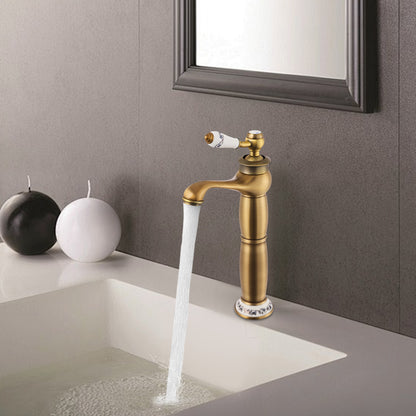 Badkraan – Badmengkraan – Thermostaatkraan – Mengkraan – Vintage Kraan – Gouden Messing Afwerking – Keramisch Hendel – Uitloop 22,5 cm