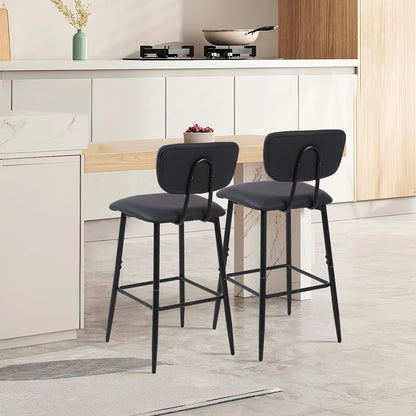 Barkrukken – Barstoelen – Set van 4 - Hoge Stoelen – Keukenstoelen – Krukken – Verstelbare Zithoogte 66 cm – Kunstleren Zitting Met Gouden Voetsteun