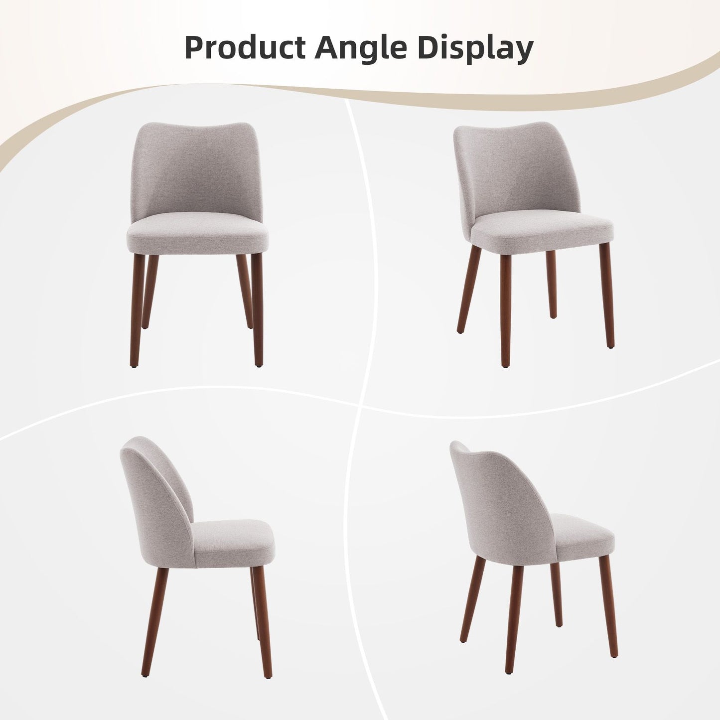 Eetkamerstoelen – Stoelen – Zwarte Stoelen – Keukenstoelen – Café Stoelen – Set van 2 Grijs – Ergonomische Rugleuning – Stevige Houten Poot