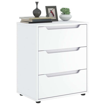 Visnes Blanc 60x40x73cm Wooden Storage Cabinet - Freestanding 3-Tier Shelf with Lockable Drawers, Modern Minimalist Design for Home Office, Bedroom, Living Room - High-Quality Wood, Easy Assembly, Storage Furniture, Minimalis