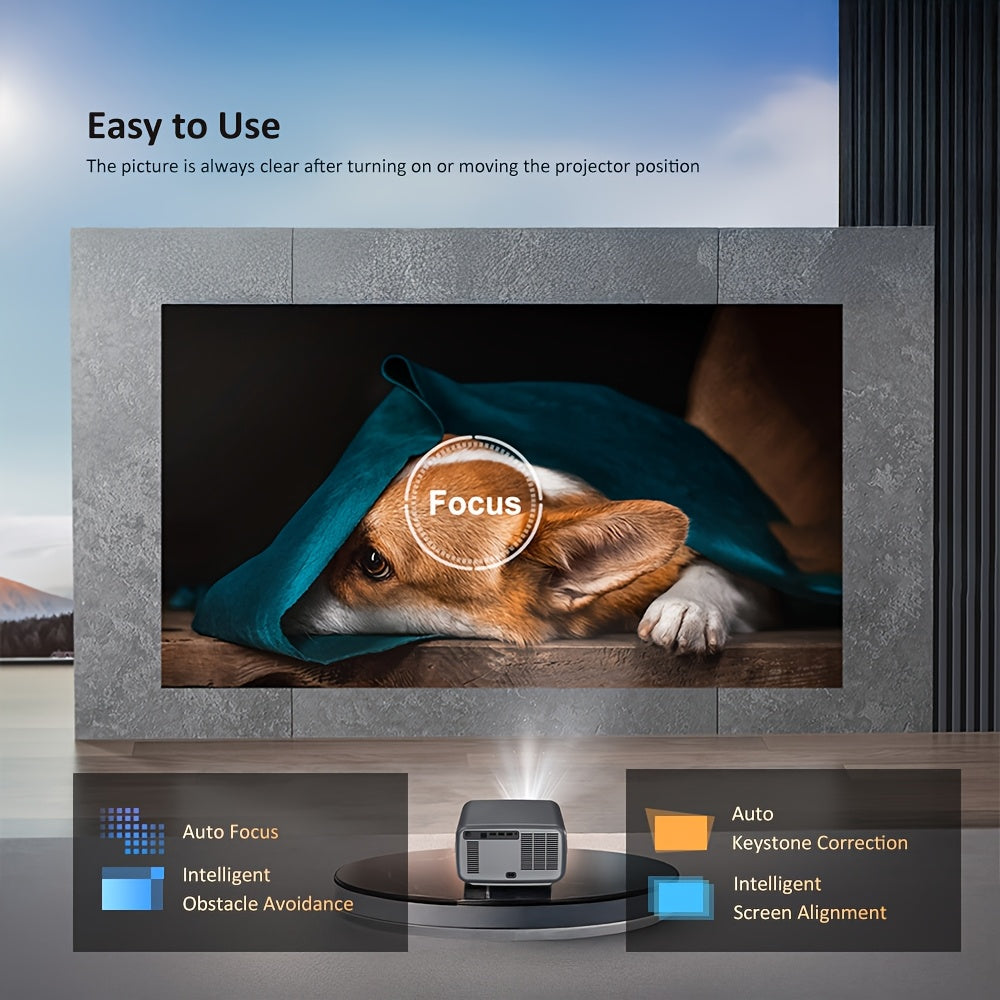 Projector – Beamer – Mini Beamer – Home Cinema – Smart Projector – Full HD 1920x1080 – Android 12 & 3000 ANSI Lumen – Draadloos WiFi & Bluetooth – Compact Donkergrijs Design