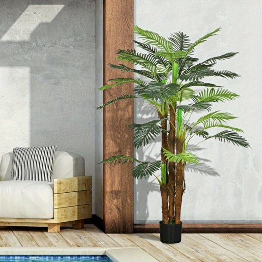 Kunstpalmboom Extra Groot – Nep Palmboom – Kunstplant Palm – Kunstboom – Kunstplant Palmboom – 160 cm Hoog – Stevige Metalen Pot