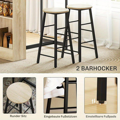 3-in-1 Bar Set with Storage Shelf & Footrest for Small Spaces, Bar Sets For Home, Bar Stool Chairs, Bar Stools, Bar Decor, Bar Furniture, Barstool Chairs, Barstools, Indoor Bar, Tables For Small Spaces, Bar Shelves, Bistro Se