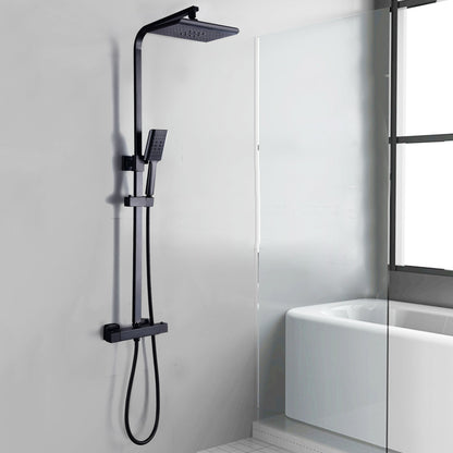 Douchekraan – Douchemengkraan – Thermostatische Mengkraan – Douchethermostaat – Doucheset – Wandmontage – Temperatuurregeling – Waterbesparend – Modern Vierkant Design – Zwart-Witte Afwerking