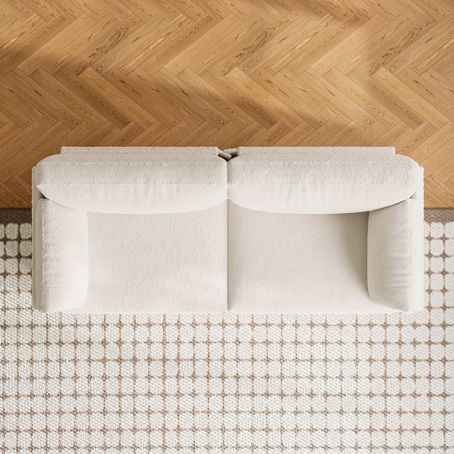2-Zits bank – Tweezitsbank – Loveseat – Sofa – Tweepersoonsbank – Off-White Creamy Kleur – Oversized Comfortabel Zitvlak – Modern En Makkelijk Te Monteren