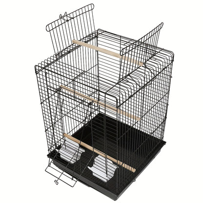 Vogelkooi – Parkietenkooi – Kanariekooi – Vogelvolière – Vogelhuis – Gepoedercoat Metaal – Open Dak Ventilatie – Compact 40x40x58 cm