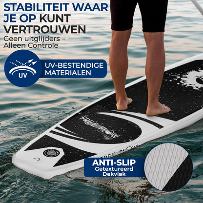 Opblaasbare SUP Board – Paddleboard – Stand Up Paddle – Inflatable Sup – SUP Set – Zwart en Lichtgrijs – Antislip Deck – Compleet Met Peddel & Pomp