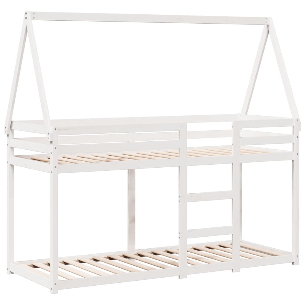 Bedframe – Bed – Slaapbank – Logeerbed – Studentenkamerbed – Wit – Massief Dennenhout – Compact 80x200 cm – Eenvoudige Montage