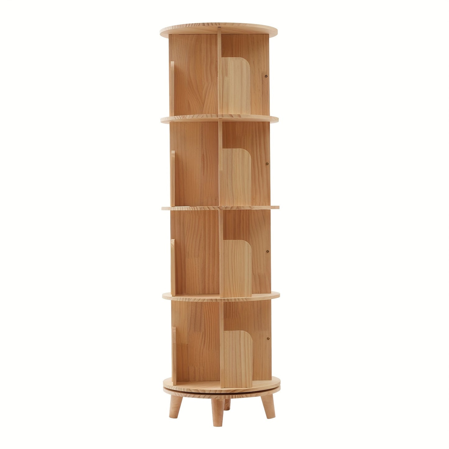 Draaibare Boekenplank – Boekenrek – Boekenkast – Opbergkast – Displayrek – 4 Lagen – 360° Draaibaar – Houten Afwerking
