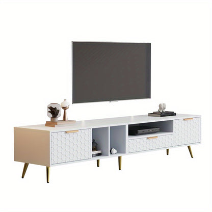 Tv Meubel – TV Kast – TV Dressoir – TV Stand – Meubelkast – Wit Honingraatpatroon – Kantelbeveiliging – 180x40x41 cm