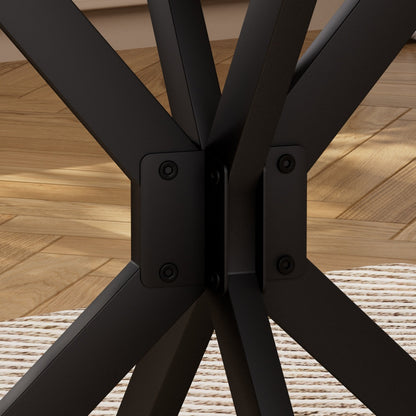 Ronde Eettafel – Eettafel Klein – Keukentafel Rond – Tafel Compact – Tafel 90 Cm – Stevige Zwarte Metalen Poten – Ruimtebesparend Bruin Spaanplaatblad
