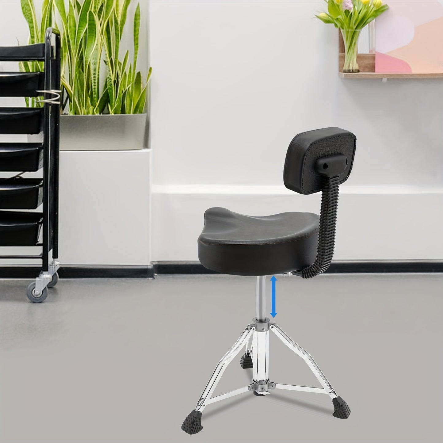 Drumkruk – Drumstoel – Muziekkruk – Zadelkruk – Werkkruk – Verstelbare Hoogte 45-60 cm – Memory Foam Zitting met Rugleuning