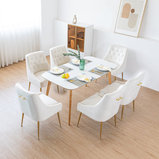 Set Eetkamerstoelen – Stoelen – Dinersstoelen – Kuipstoelen – Velours Stoelen – Grijs Gestoffeerd – Gouden Metalen Poten – Zachte Kussens – Stevige Stabiele Frame