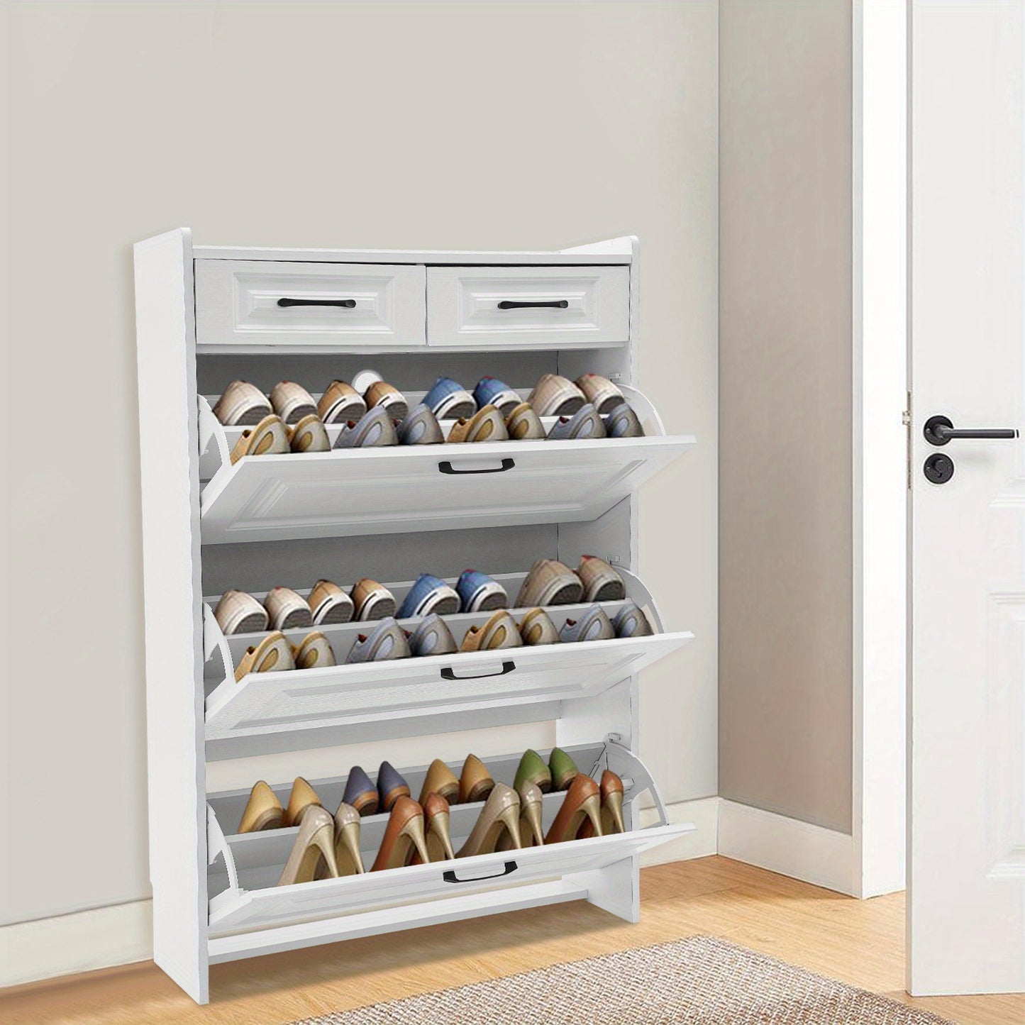 Schoenenkast – Schoenenrek – Schoenopberger – Schoenenkast – Schoenenorganizer – Wit – Ultra-Dunne Slanke Kast – 16-20 Paar Schoenen Capaciteit