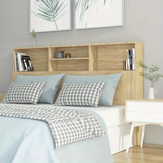 Hardhouten Bedbak Met Planken – Bed Hoofdbord – Opbergbank – Slaapkussenbank – Zithoek – Europees Design – 160x19x103,5 cm – Minimalistisch En Functioneel