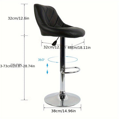 Barkrukken – Barstoelen – Barstoelen Set – Keukenstoelen – Barkrukken Set van 4 – Verstelbaar Hoogte 53-73 cm – 360° Draaibare Kunstleren Ovale Zitting – Ergonomische Rugleuning met Voetensteun – Metaal Frame – Zelfmontage