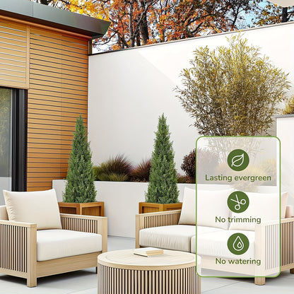 Kunstcipres – Kunstplanten – Nepbomen – Kunstbomen – Kunstcipres bomen – 120 cm Hoog – UV Bestendig – Set Van 2 – Onderhoudsvrij